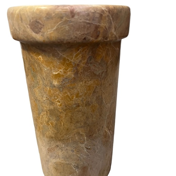 Vintage Neutral Onyx Marble Vase Neutral Cream, Brown And Tan 9" Tall - Picture 3 of 10